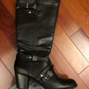 Rialto Black Knee High Boots with Pewter Hardware Size 8.5